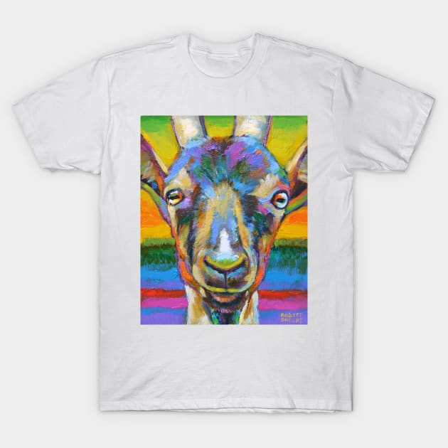 Colorful Cute FARM GOAT by Robert Phelps T-Shirt by RobertPhelpsArt